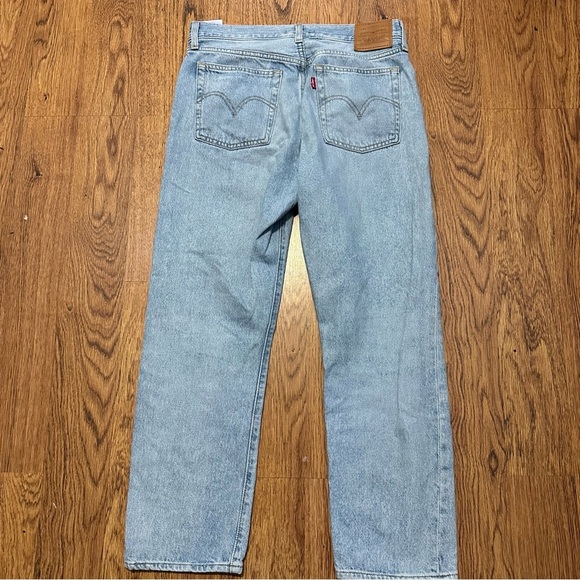 Levi’s Blue Wedgie Straight 100% Cotton Denim Jeans Size 28 High Rise - Picture 3 of 10